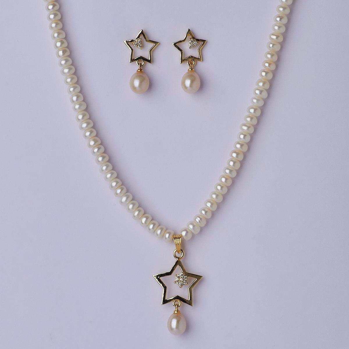 Star Shaped Real Pearl Necklace Set - Chandrani Pearls