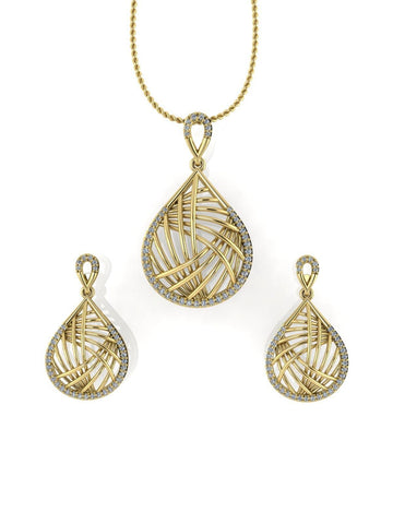 Sterling Stone Studded Silver Pendant Set - Chandrani Pearls