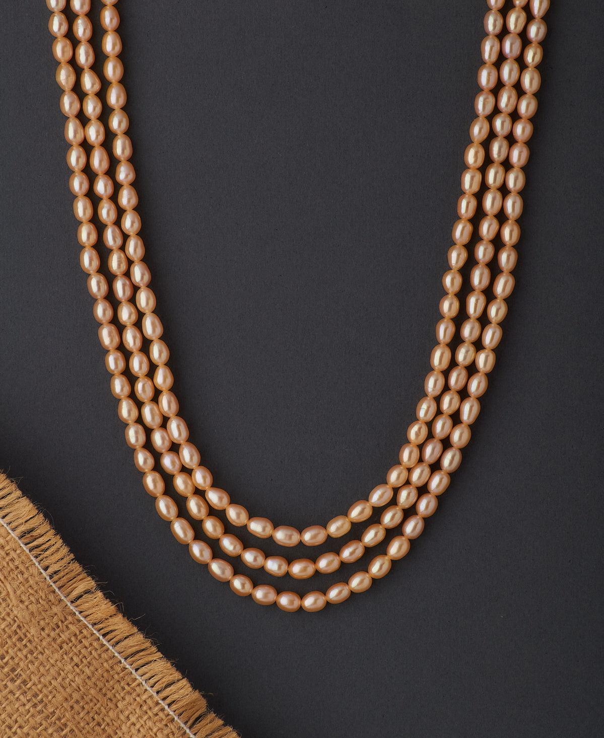 Stunning 3 line Real Pearl Necklace - Chandrani Pearls