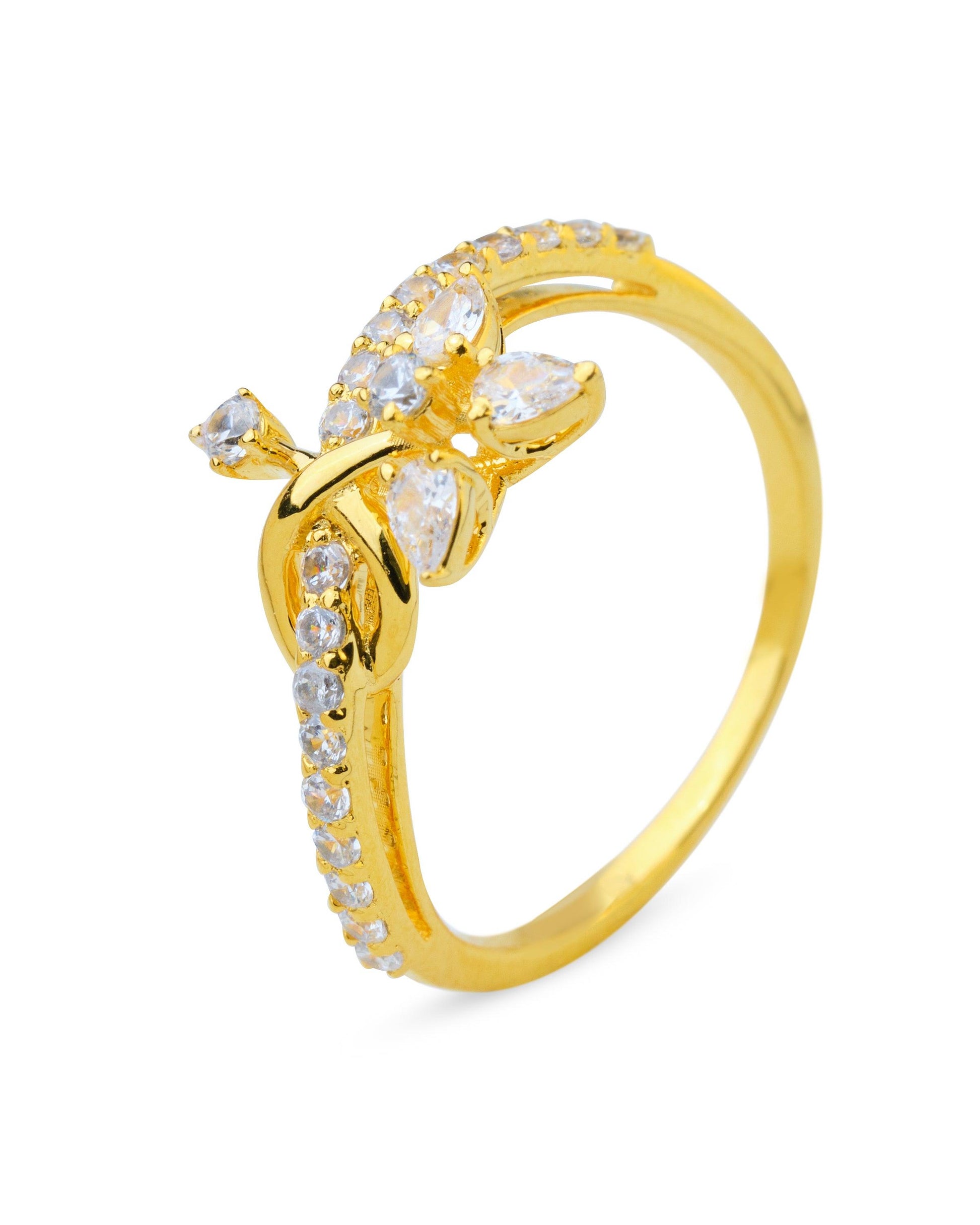 Tiara Floral Gold & Diamond Ring - Chandrani Pearls