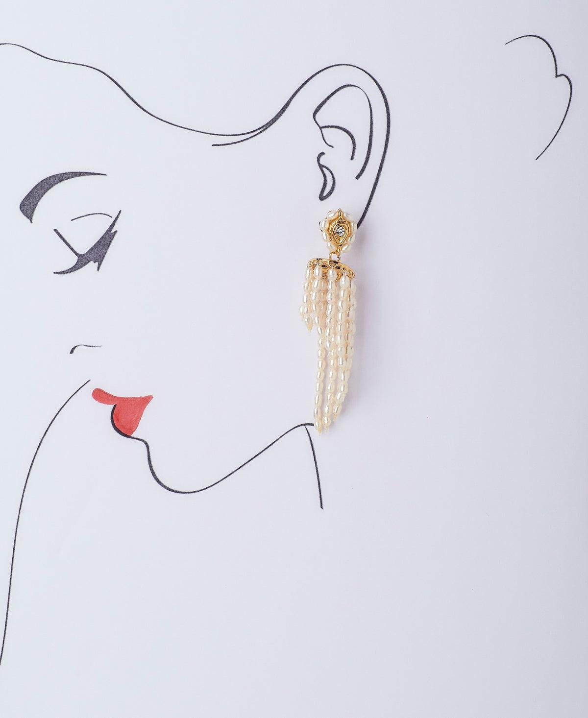 Drop Shaped Pearl Hanging Earrings