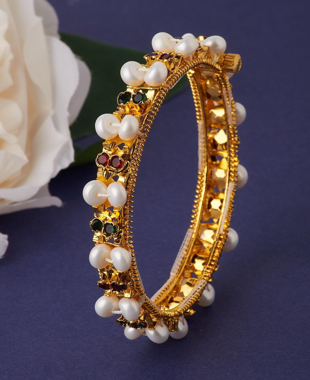 Leafy Classy Real Pearl Bangle - Chandrani Pearls