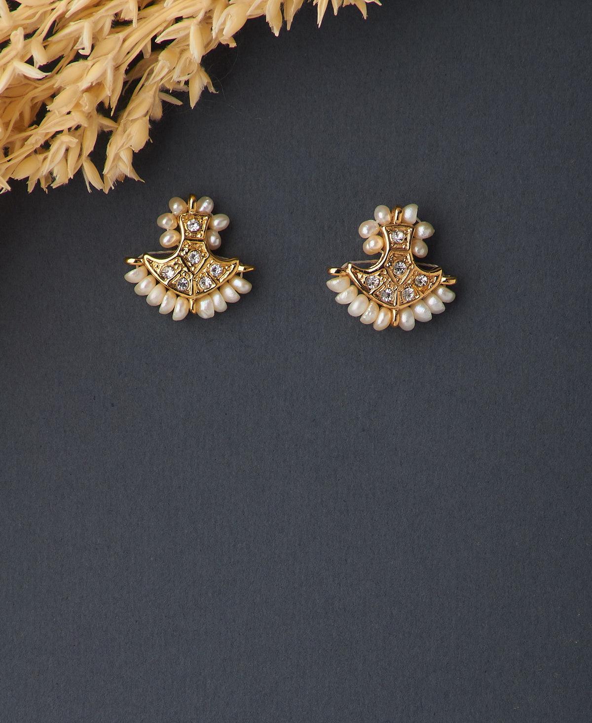 Traditional Real Pearl Stone Studded Earring - Chandrani Pearls