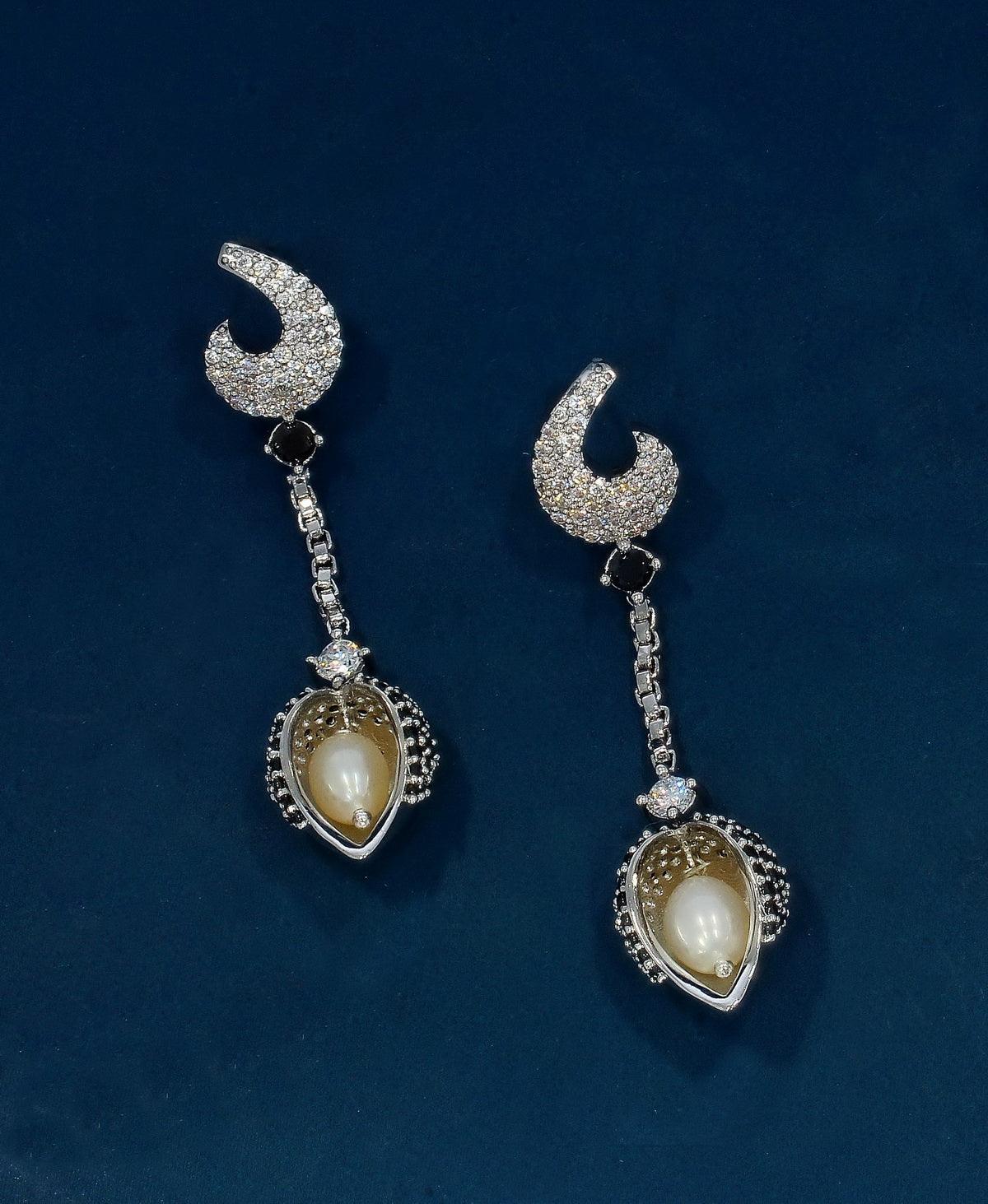Trendy Hanging drop pearl Earrings - Chandrani Pearls
