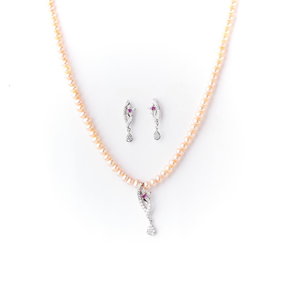 Trendy Pink Pearl Necklace Set - Chandrani Pearls