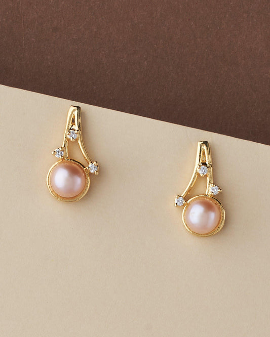 Trendy Pink Stud Pearl Earring - Chandrani Pearls
