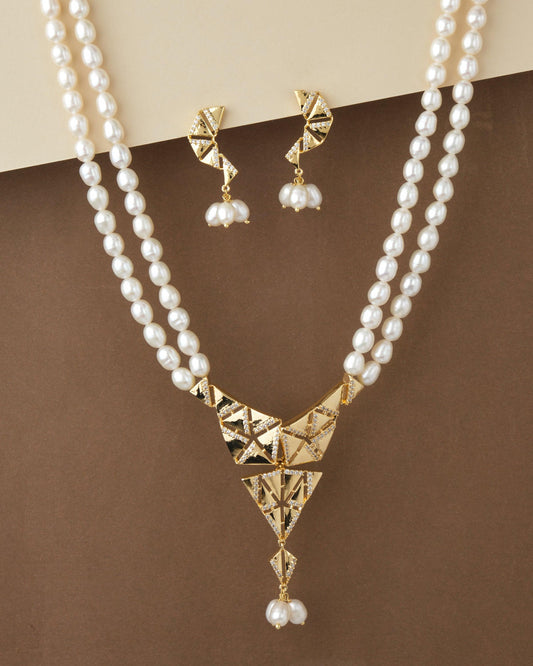 Trendy Real Pearl Necklace Set S23555 - Chandrani Pearls