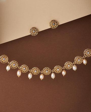 Trendy Stone Studded Necklace Set - Chandrani Pearls