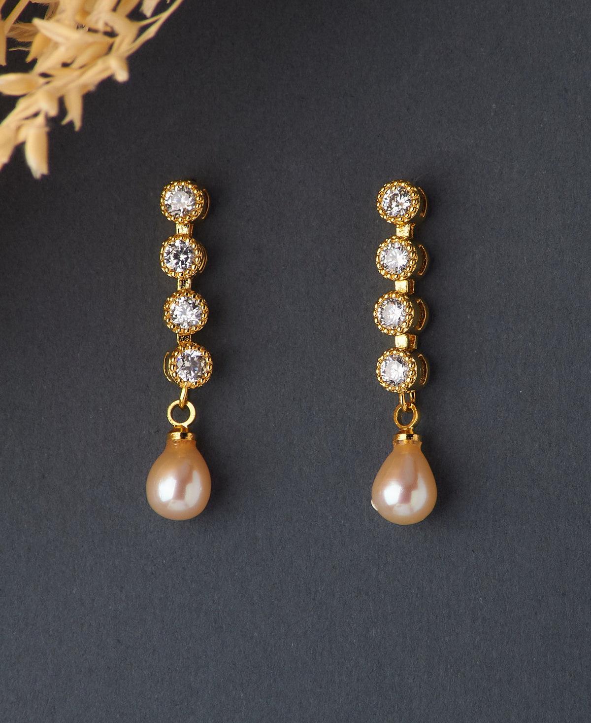Trendy Stone Studded Pearl Earring - Chandrani Pearls