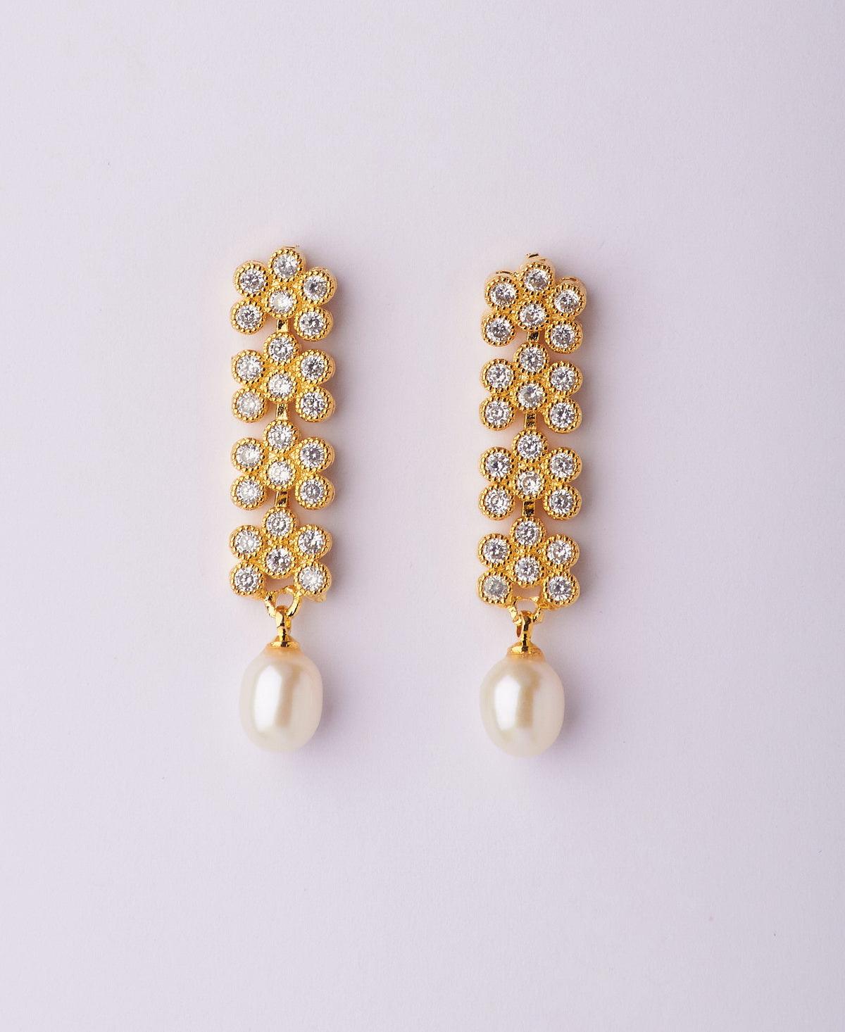 Trendy Stone Studded Pearl Earring - Chandrani Pearls