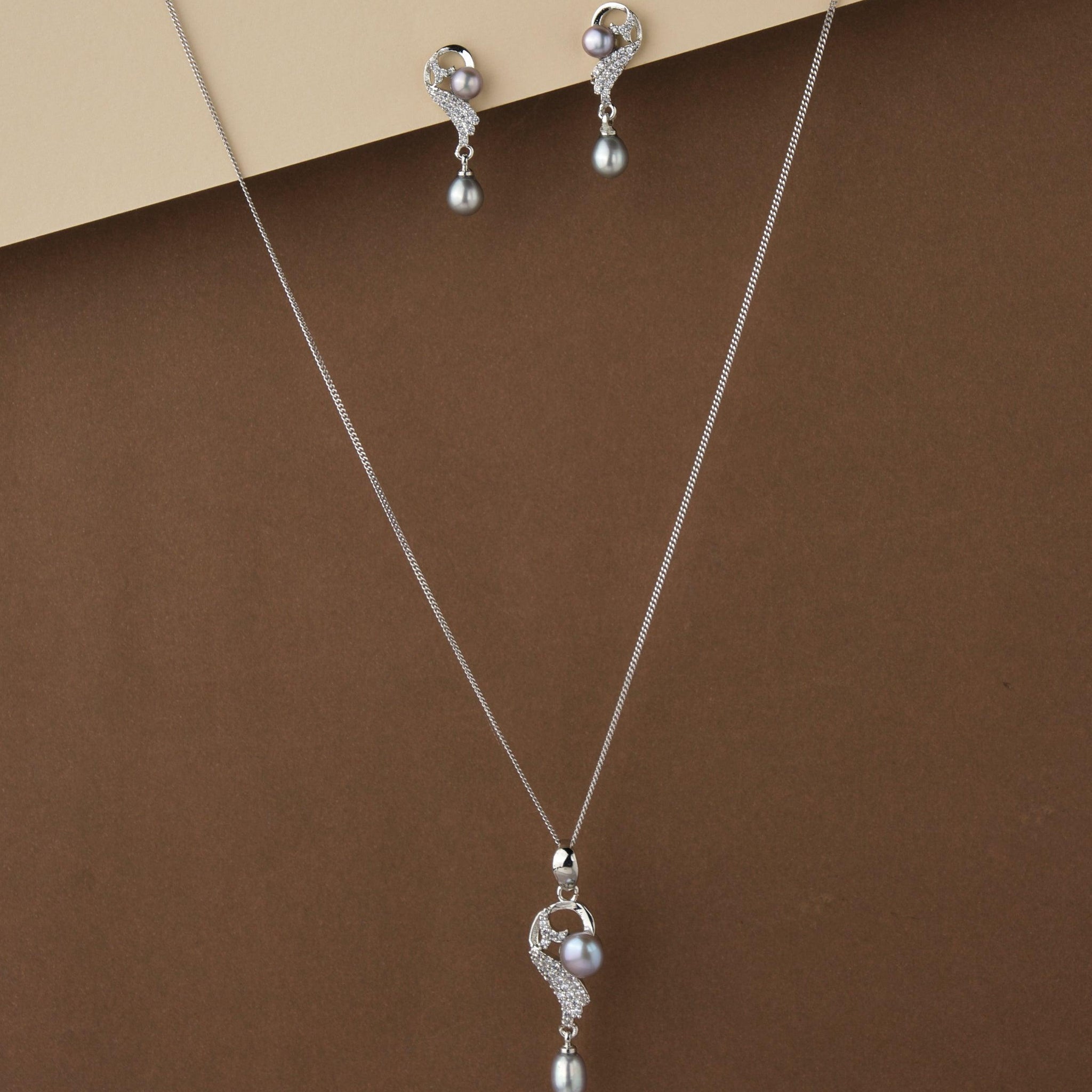 Trendy Stone Studded Pearl Pendant Set D00862 - Chandrani Pearls
