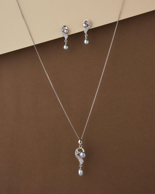 Trendy Stone Studded Pearl Pendant Set D00862 - Chandrani Pearls
