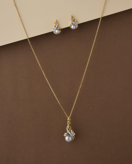 Trendy Stone Studded Pearl Pendant Set D00870 - Chandrani Pearls