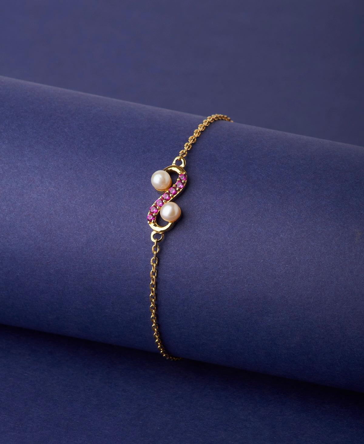 Trendy Stone Studded Silver Bracelet - Chandrani Pearls