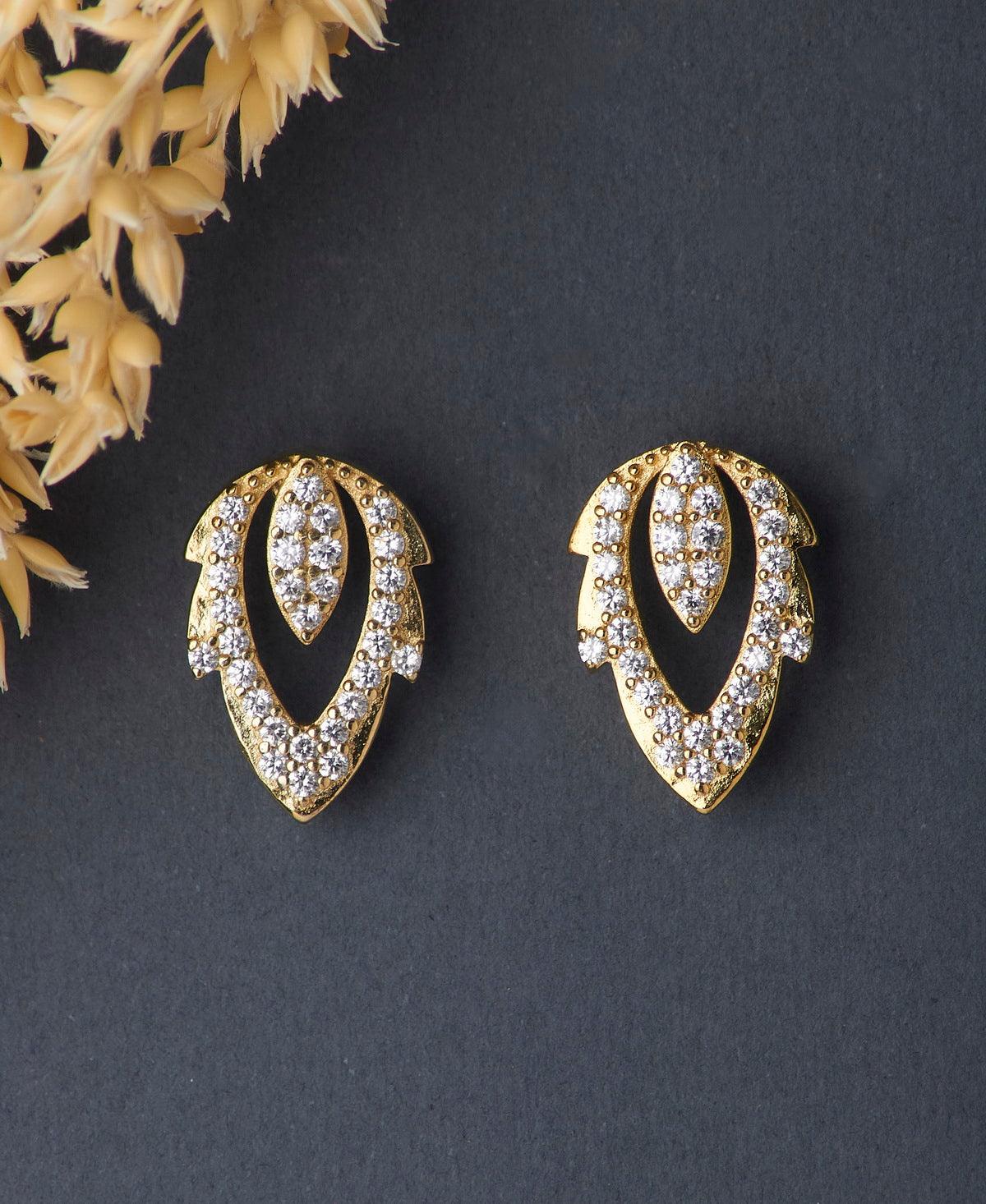 Trendy Stone Studded Silver Earring - Chandrani Pearls