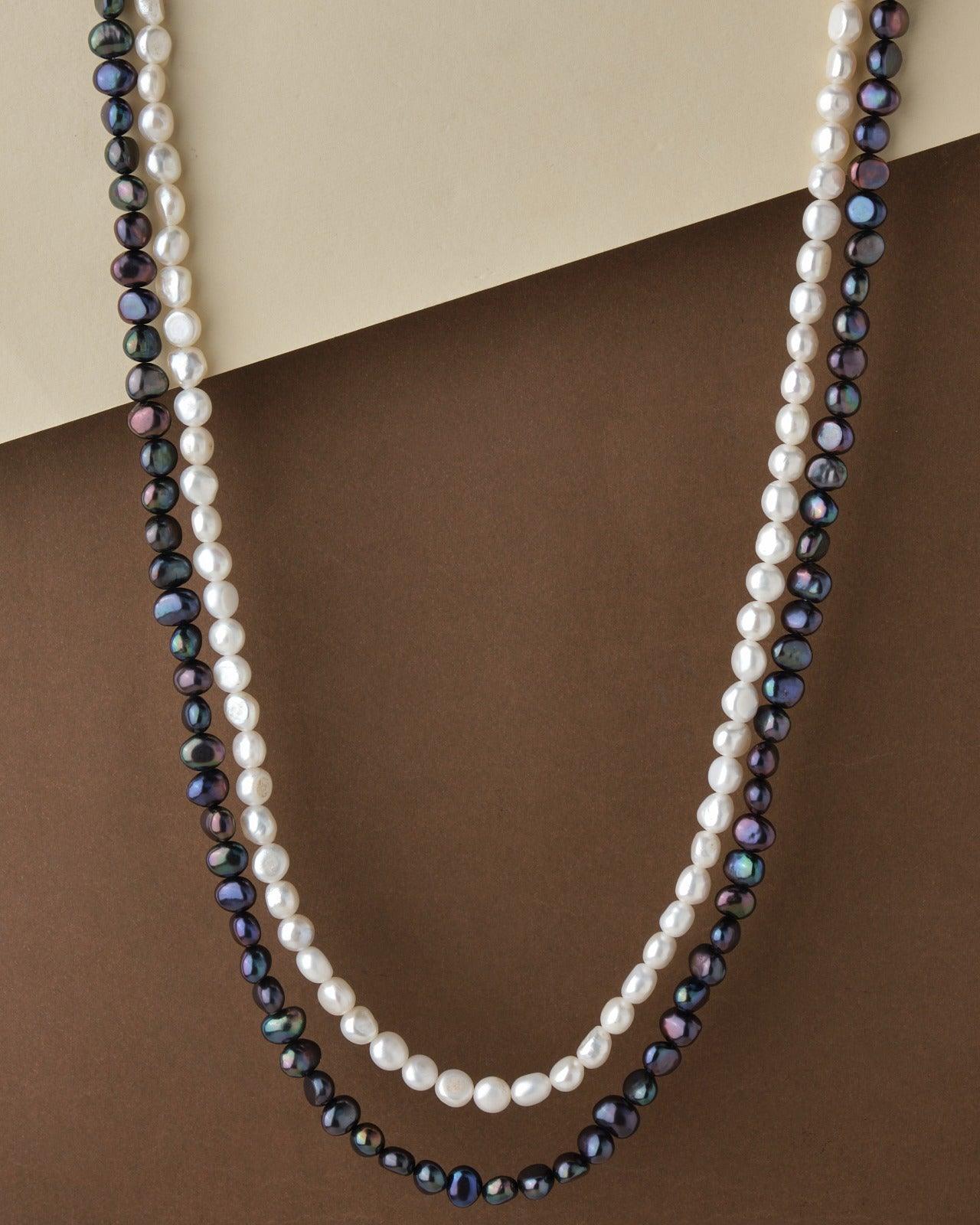 Trendy White & Black Necklace - Chandrani Pearls