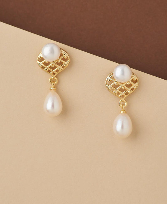 Trendy White Pearl Hanging Earring - Chandrani Pearls