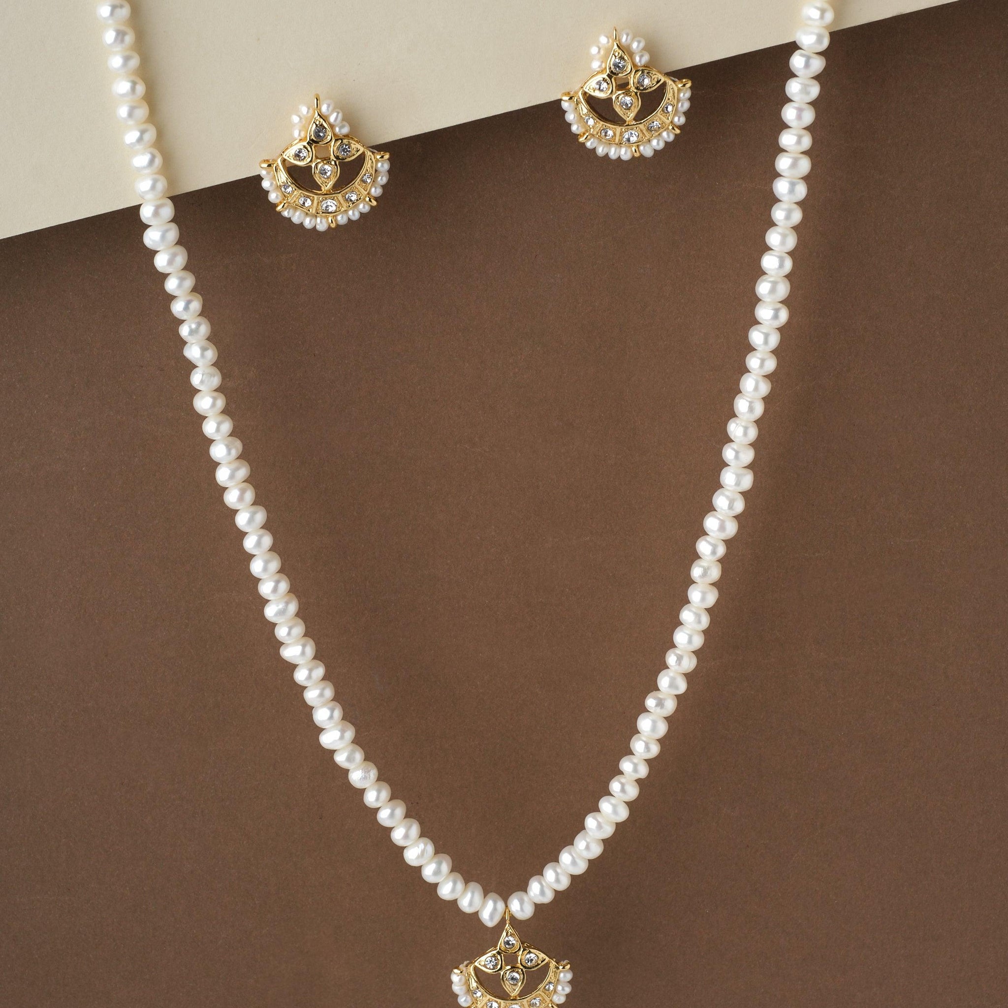 Trendy White Pearl Necklace Set - Chandrani Pearls