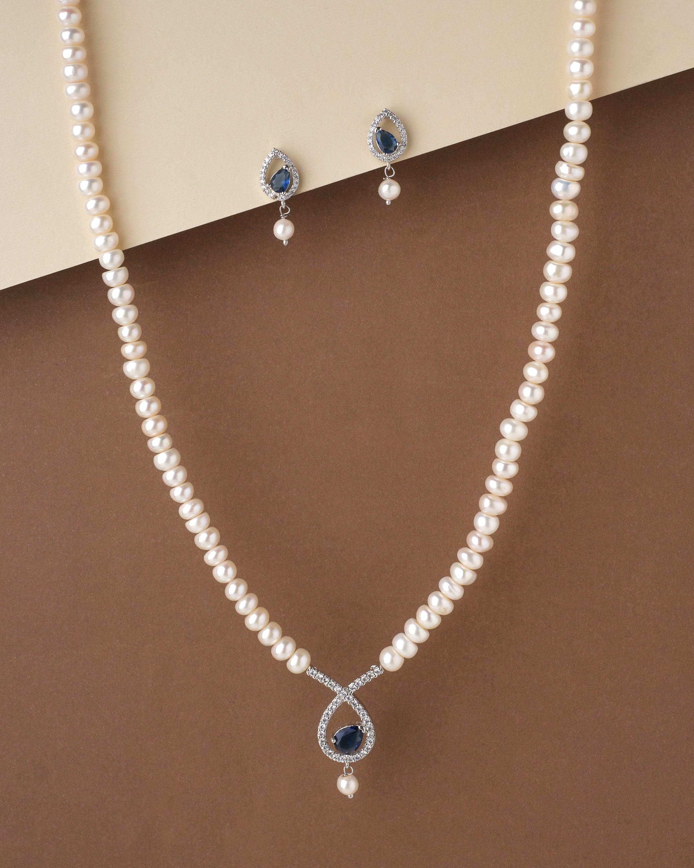 Shop Rubans Gold Plated Heavy Pendant Beige Pearl Necklace Set Online at  Rubans