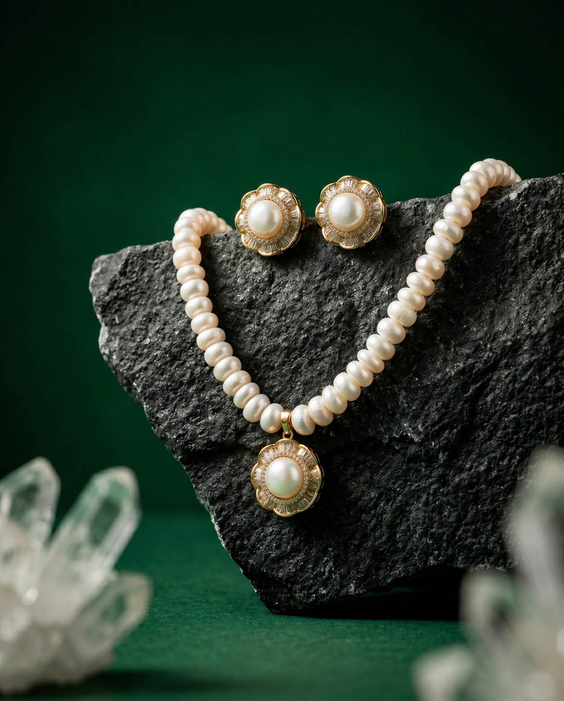 white pearl necklace set