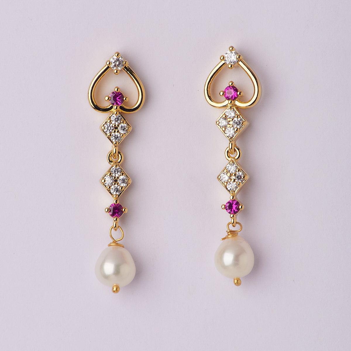 Beautiful Little Heart Pearl hanging Earring - Chandrani Pearls
